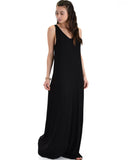 Lyss Loo Lost In Paradise Sleeveless Deep V-Neck Black Shift Maxi Dress - Clothing Showroom