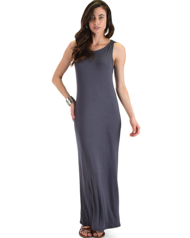 Lyss Loo Ascension Contemporary Charcoal Hooded Maxi Dress - Clothing Showroom