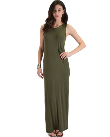 Lyss Loo Ascension Contemporary Olive Hooded Maxi Dress - Clothing Showroom