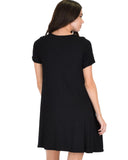 Lyss Loo Reporting For Cutie Black T-Shirt Tunic Dress - Clothing Showroom