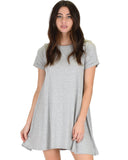 Lyss Loo Reporting For Cutie Grey T-Shirt Tunic Dress - Clothing Showroom