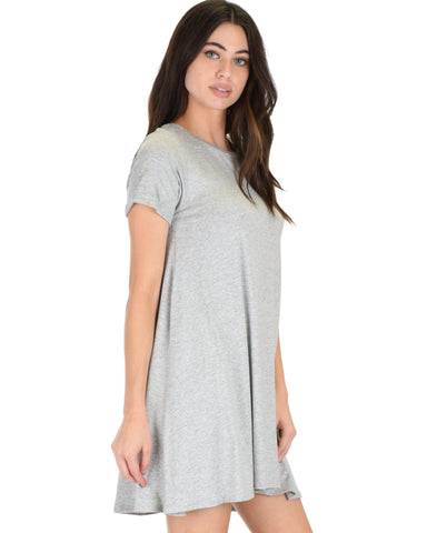 Lyss Loo Reporting For Cutie Grey T-Shirt Tunic Dress - Clothing Showroom