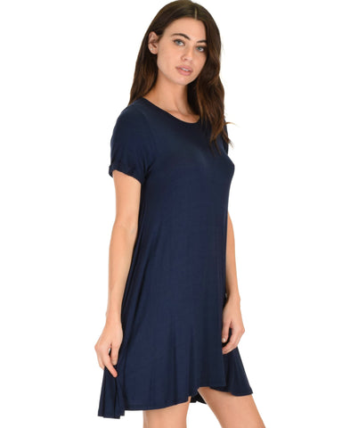Lyss Loo Reporting For Cutie Navy T-Shirt Tunic Dress - Clothing Showroom