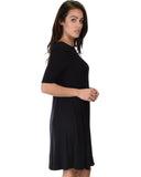 Lyss Loo Reporting For Cutie 3/4 Sleeve Black T-Shirt Tunic Dress - Clothing Showroom