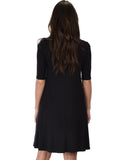Lyss Loo Reporting For Cutie 3/4 Sleeve Black T-Shirt Tunic Dress - Clothing Showroom