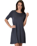 Lyss Loo Reporting For Cutie 3/4 Sleeve Charcoal T-Shirt Tunic Dress - Clothing Showroom