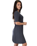 Lyss Loo Reporting For Cutie 3/4 Sleeve Charcoal T-Shirt Tunic Dress - Clothing Showroom