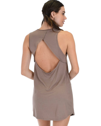 Lyss Loo All Yours Open Back Taupe Sleep Shirt - Clothing Showroom