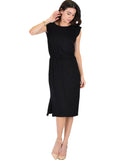 Lyss Loo My Everyday Tie Waist Black Midi Dress - Clothing Showroom