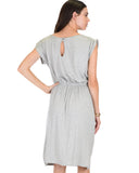 Lyss Loo My Everyday Tie Waist Grey Midi Dress - Clothing Showroom