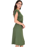 Lyss Loo My Everyday Tie Waist Olive Midi Dress - Clothing Showroom