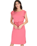 Lyss Loo My Everyday Tie Waist Pink Midi Dress - Clothing Showroom