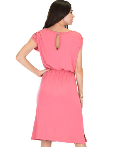 Lyss Loo My Everyday Tie Waist Pink Midi Dress - Clothing Showroom