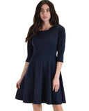 Lyss Loo So Good Navy Scallop Neck Line Skater Dress - Clothing Showroom