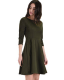 Lyss Loo So Good Olive Scallop Neck Line Skater Dress - Clothing Showroom