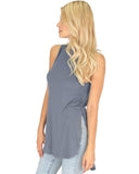 Lyss Loo Flirting With Danger Grey Ribbed Cut-Out Top - Clothing Showroom