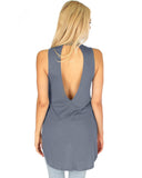 Lyss Loo Flirting With Danger Grey Ribbed Cut-Out Top - Clothing Showroom