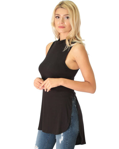 Lyss Loo Flirting With Danger Black Ribbed Cut-Out Top - Clothing Showroom