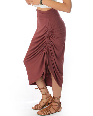 Lyss Loo Tie That Knot Fold Over Marsala Maxi Skirt - Clothing Showroom