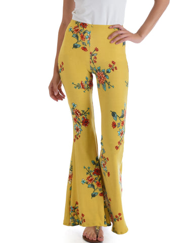 Stepping Out Floral Flare Pants In Yummy Farbric