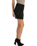 Lyss Loo Keep It Moving Ruched Black Pencil Skirt - Clothing Showroom