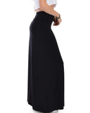 Lyss Loo Casablanca Fold Over Black Maxi Skirt - Clothing Showroom
