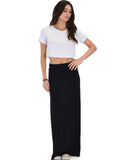 Lyss Loo Casablanca Fold Over Black Maxi Skirt - Clothing Showroom