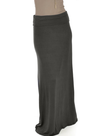 Lyss Loo Casablanca Fold Over Charcoal Maxi Skirt - Clothing Showroom