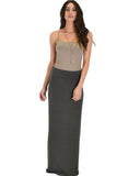 Lyss Loo Casablanca Fold Over Charcoal Maxi Skirt - Clothing Showroom