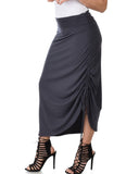 Lyss Loo Tie That Knot Fold Over Charcoal Maxi Skirt - Clothing Showroom