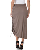 Lyss Loo Tie That Knot Fold Over Taupe Maxi Skirt - Clothing Showroom