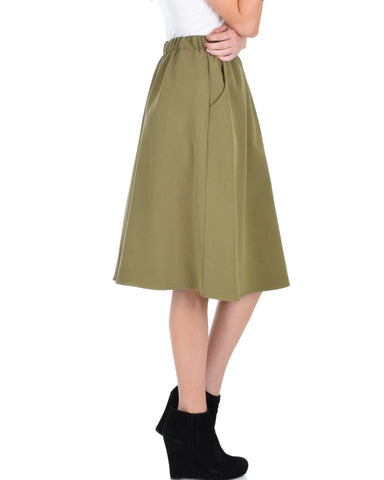 Lyss Loo Dance Montage A-Line Pocket Olive Skirt - Clothing Showroom