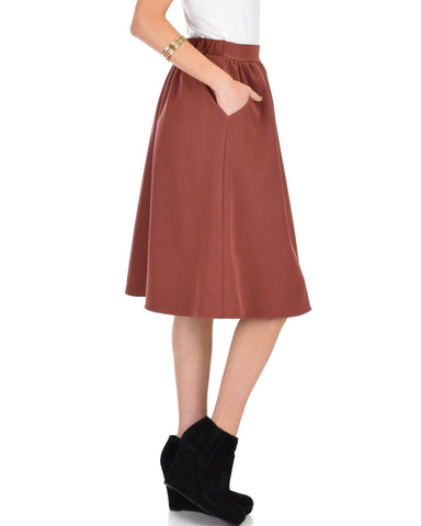 Lyss Loo Dance Montage A-Line Pocket Marsala Skirt - Clothing Showroom