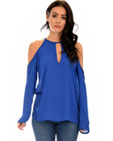 Lyss Loo Melt My Heart Cold Shoulder Royal Blouse Top - Clothing Showroom