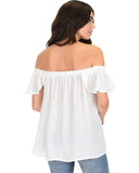 Lyss Loo Sunny Honey Off The Shoulder Sheer Ivory Blouse Top - Clothing Showroom