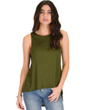 Lyss Loo My First Crush Ribbed Olive Top With Keyhole Back - Clothing Showroom