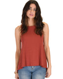 Lyss Loo My First Crush Ribbed Rust Top With Keyhole Back - Clothing Showroom