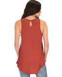Lyss Loo My First Crush Ribbed Rust Top With Keyhole Back - Clothing Showroom