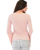 Lyss Loo Ring My Bell Sleeve Mauve V-Neck Top - Clothing Showroom