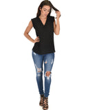 Lyss Loo Queen of Hearts Deep V-Neck Sheer Black Blouse Top - Clothing Showroom