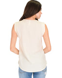 Lyss Loo Queen of Hearts Deep V-Neck Sheer Ivory Blouse Top - Clothing Showroom