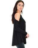 Lyss Loo In Good Company Cold Shoulder Black Long Sleeve Top - Clothing Showroom