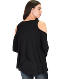 Lyss Loo In Good Company Cold Shoulder Black Long Sleeve Top - Clothing Showroom