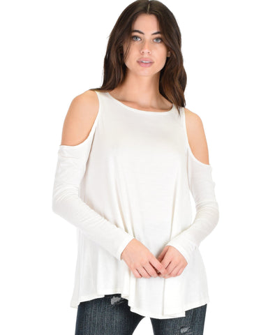 Lyss Loo In Good Company Cold Shoulder Ivory Long Sleeve Top - Clothing Showroom