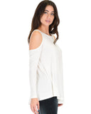 Lyss Loo In Good Company Cold Shoulder Ivory Long Sleeve Top - Clothing Showroom