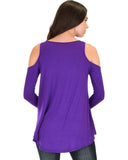 Lyss Loo In Good Company Cold Shoulder Purple Long Sleeve Top - Clothing Showroom