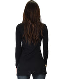 Lyss Loo Swap My Options Long Sleeve Slit Black Tunic Top - Clothing Showroom