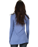 Lyss Loo Swap My Options Long Sleeve Slit Blue Tunic Top - Clothing Showroom