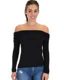 Lyss Loo Bold Move Off The Shoulder Black Long Sleeve Top - Clothing Showroom