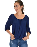 Lyss Loo I Feel Good Cold Shoulder Navy Cinched Top - Clothing Showroom